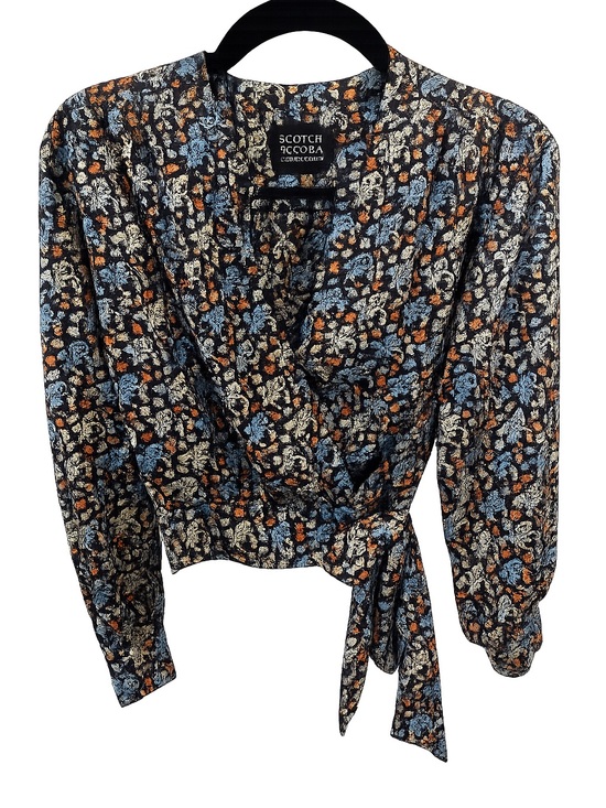 Scotch & Soda Tops - Scotch & Soda Floral Wrap Tie Waist Cropped Blouse Size Small